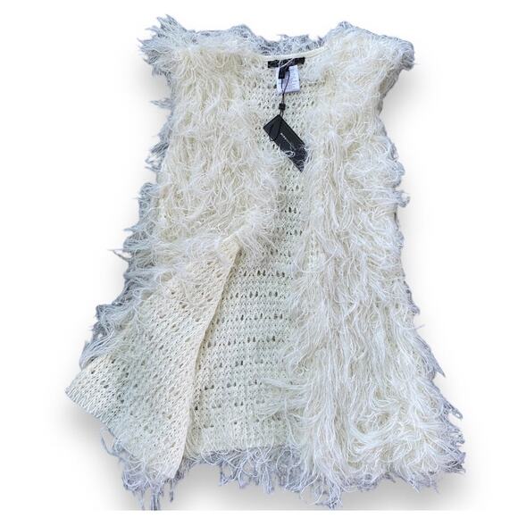 BCBGMaxarzia Faux Fur Sweater Vest
Sz XS/S Ivory White Boho Retro 70s Long Line - Picture 11 of 12